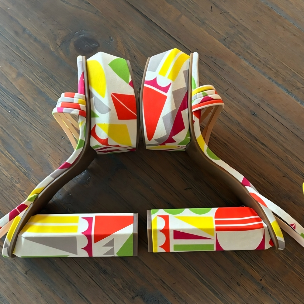 Gianni Bini Multicolor Geometric Platform Sandals